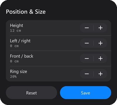 The HUD's Position & Size page